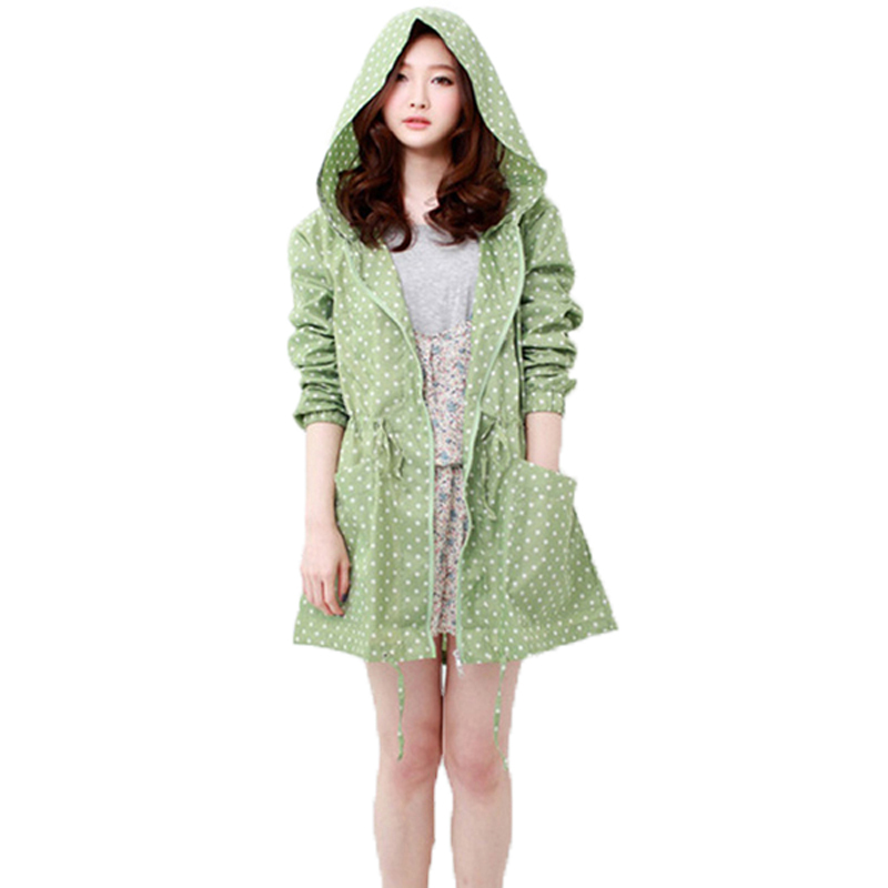 Women'S Fashion Rain Jacket - Imperméable imprimé à pois pour femmes