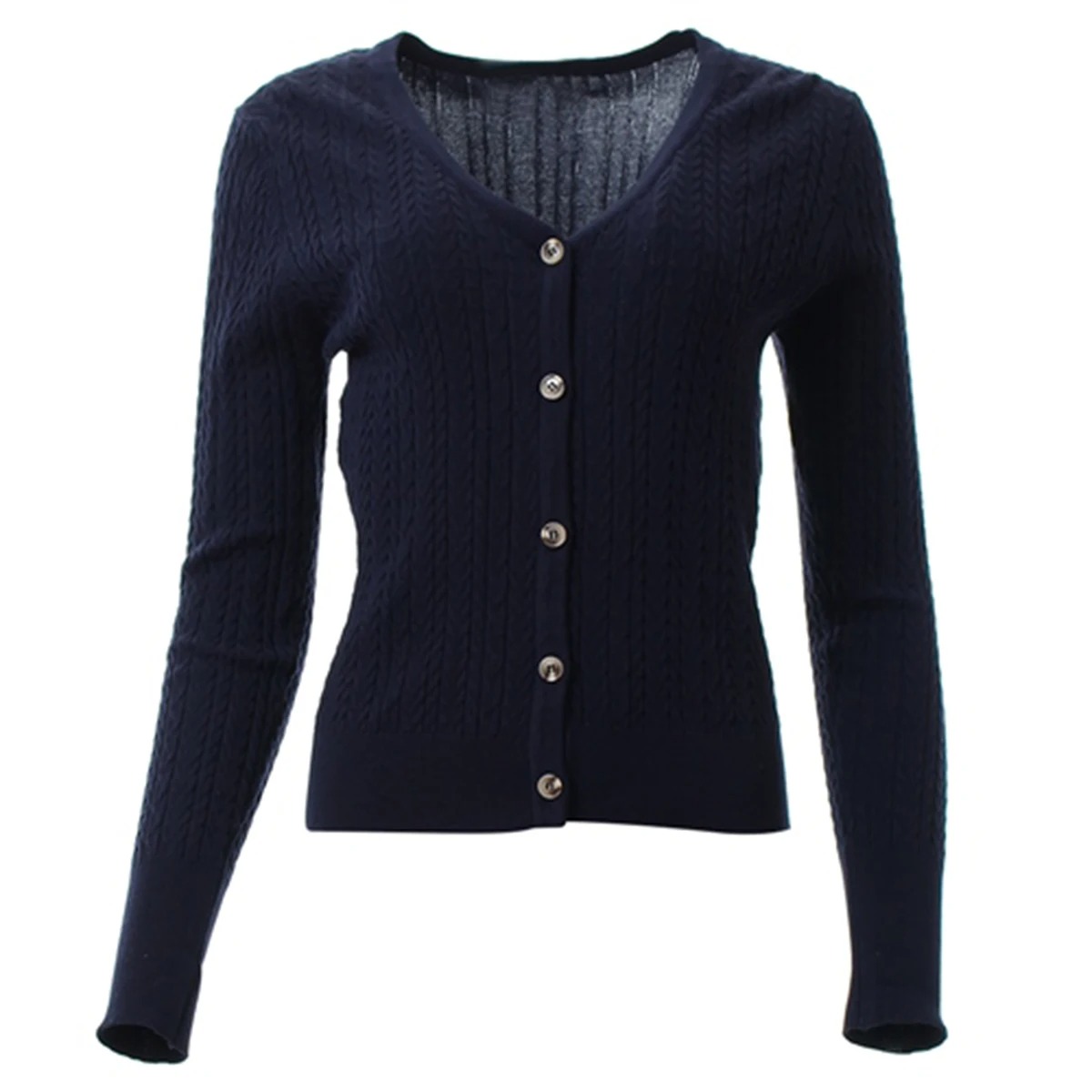 Ribbed Knit Sweater - Cardigan en tricot extensible à manches