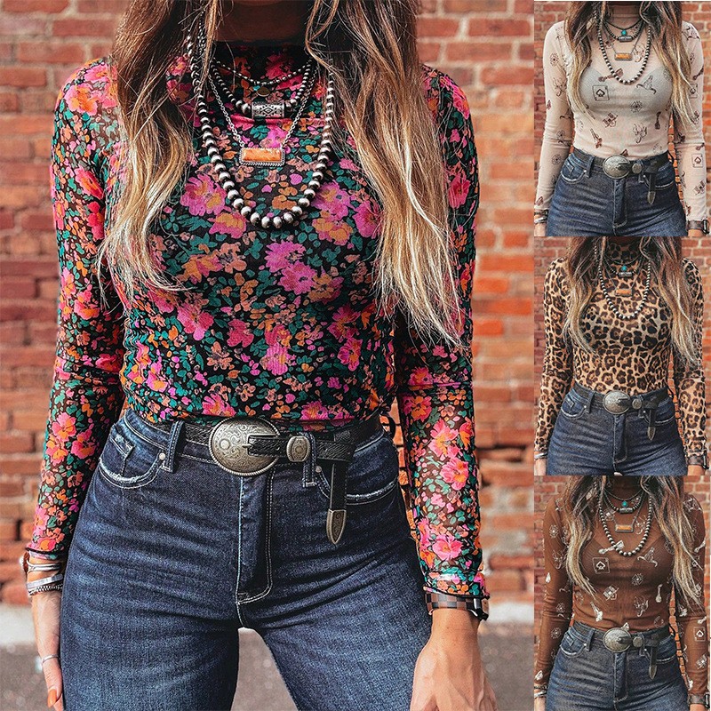 Women Fashion Blouse - T-shirt à col roulé en maille