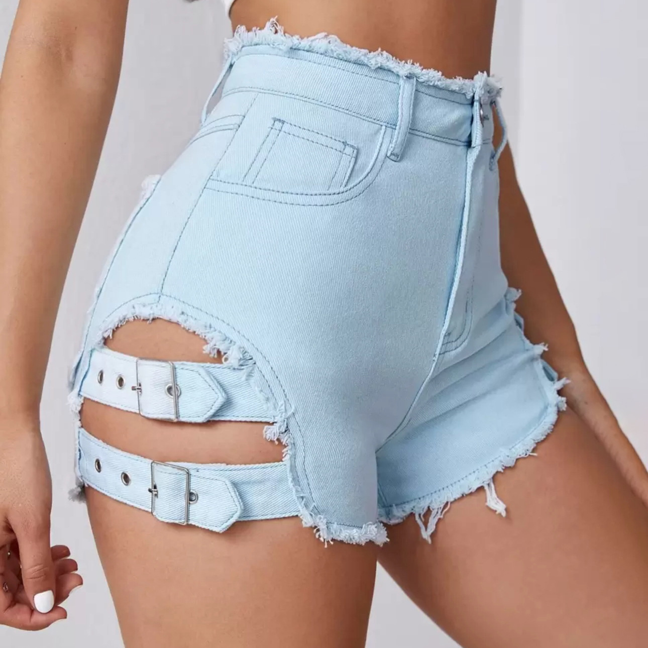 Women'S Fashion Trousers - Shorts en jean taille haute pour