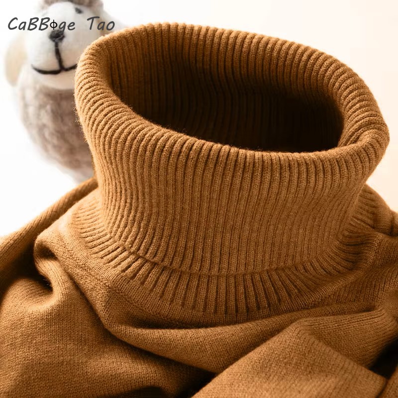 Ribbed Knit Sweater - Pull à col roulé pour hommes,