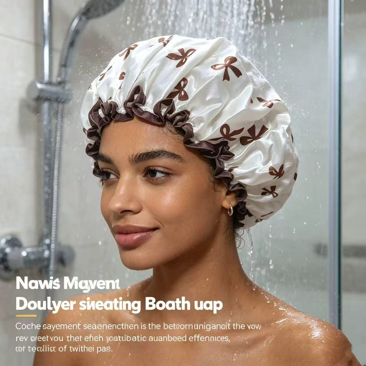 Women Fashion Hats - Bonnet de bain imperméable à nœud