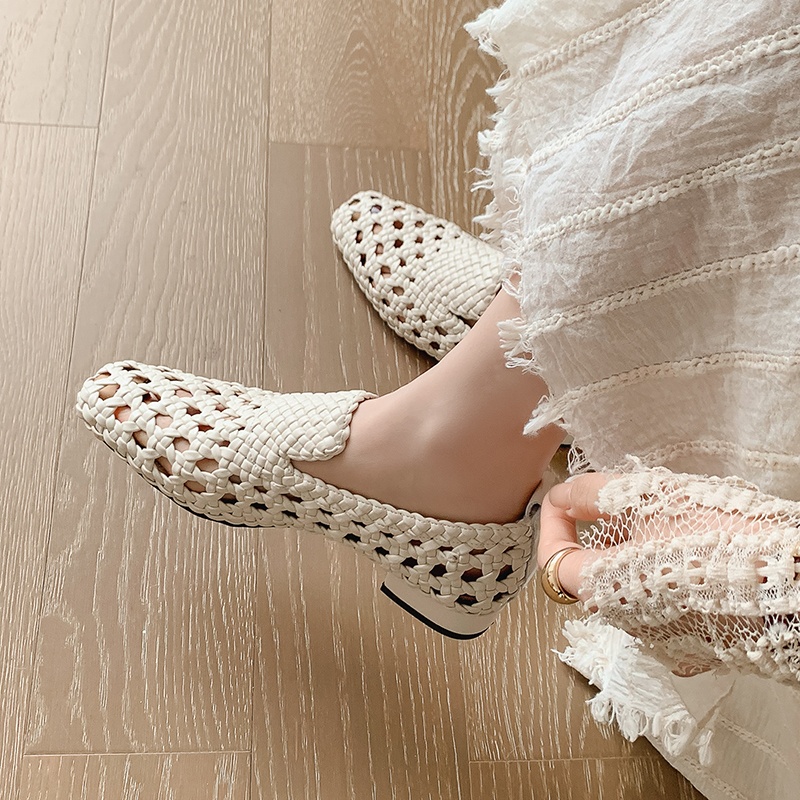 Women'S Fashion Loafers - Sandales tressées en cuir véritable pour