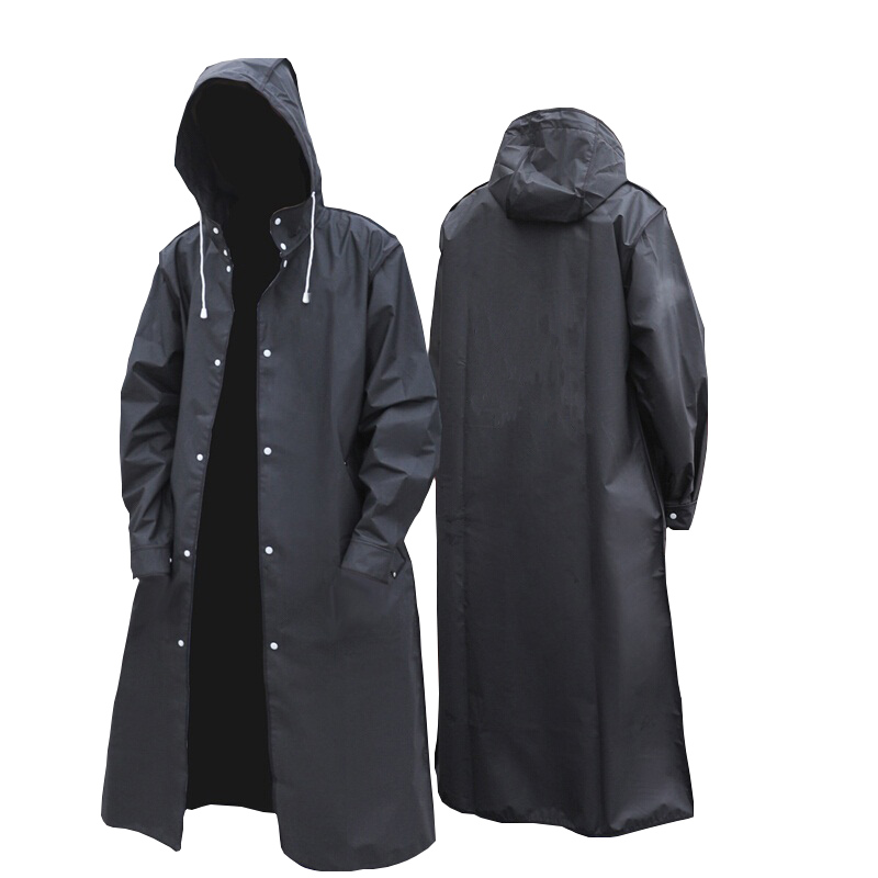 Women'S Fashion Rain Jacket - Noir mode adulte imperméable Long imperméable