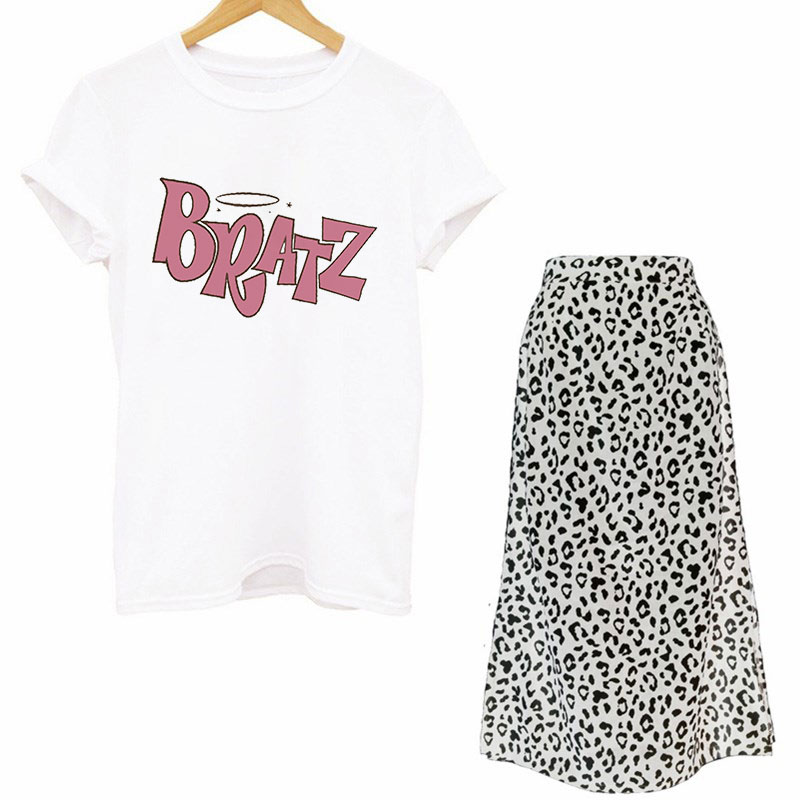 Printed Wrap Skirt - Ensemble deux pièces pour femmes, t-shirts