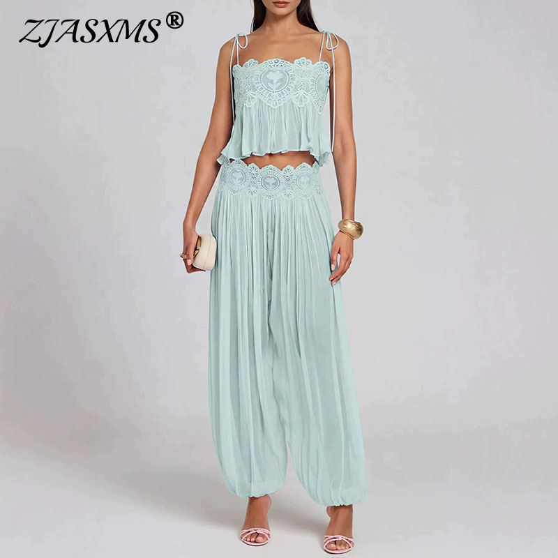 Tie Dye Two Piece - Ensemble 2 pièces bohème avec dentelle,