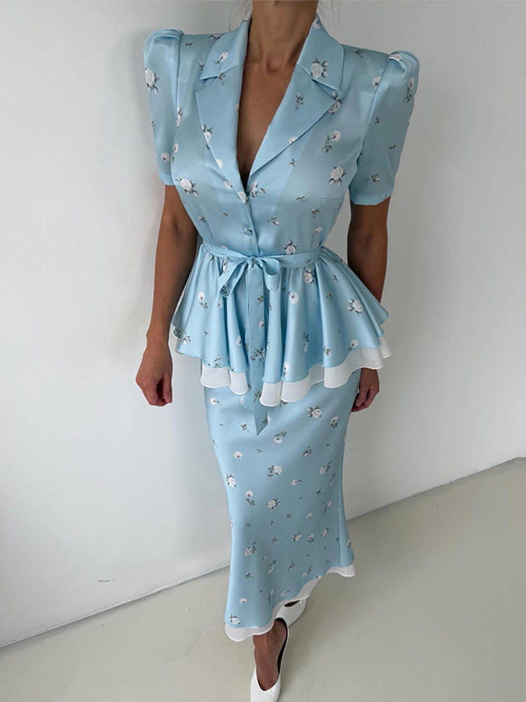 Ensemble Blazer et Jupe Floral - Women'S Fashion Essentials avis et prix