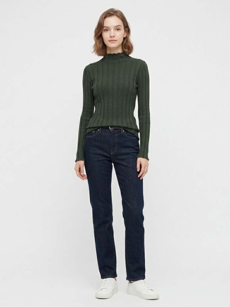 Pull en coton à col montant po - Ribbed Knit Sweater avis et prix