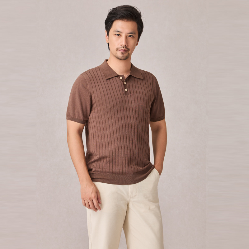 Polo tricoté pour hommes, haut - Ribbed Knit Sweater avis et prix
