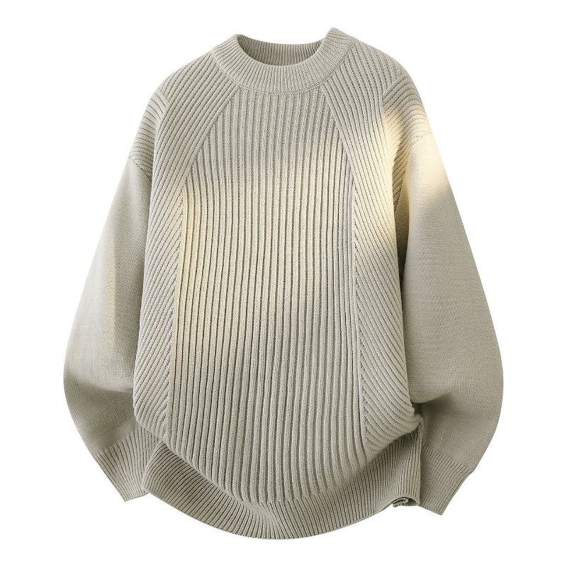 Pull ample à col rond et manch - Ribbed Knit Sweater avis et prix