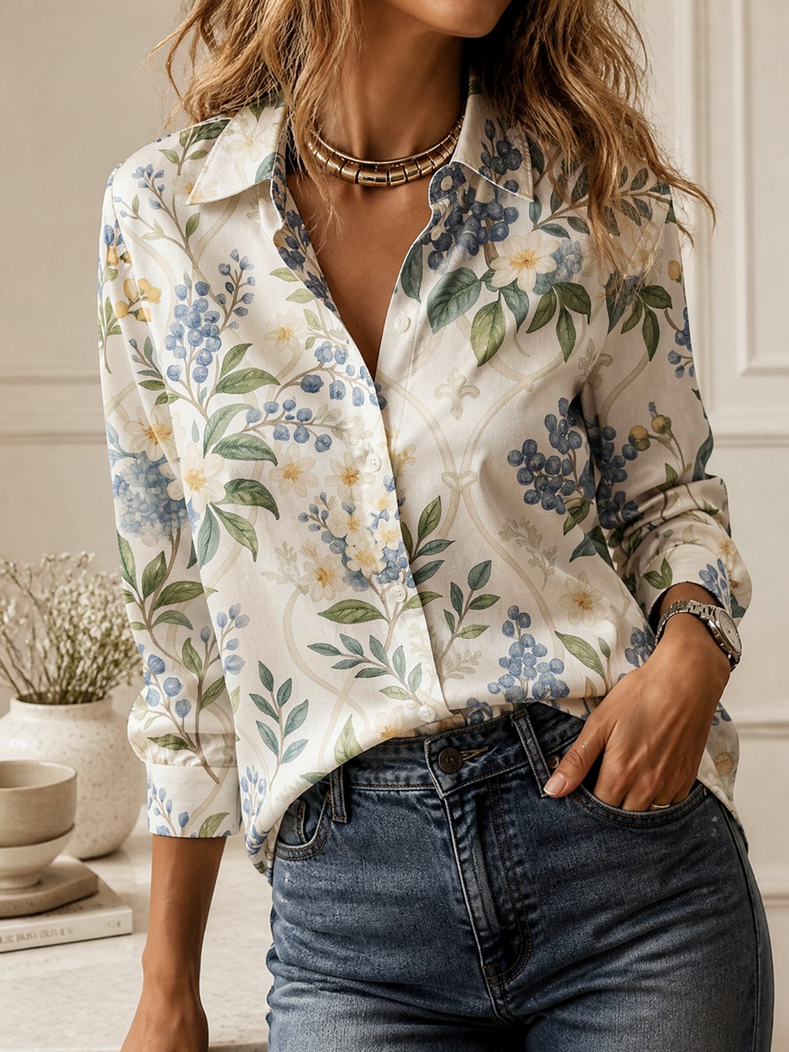Chemisier décontracté à col, p - Women Fashion Blouse avis et prix