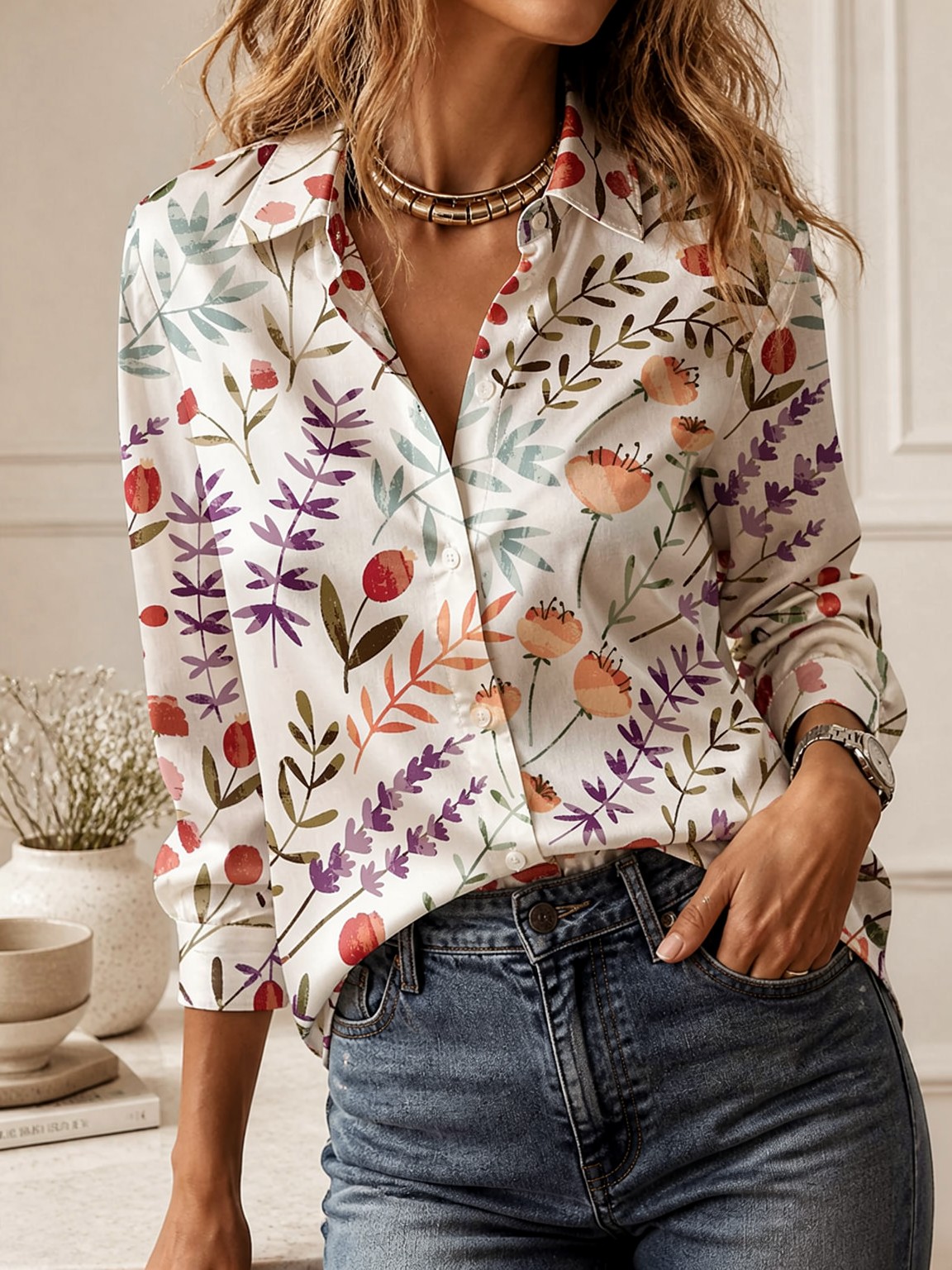Chemisier décontracté à col, p - Women Fashion Blouse avis et prix