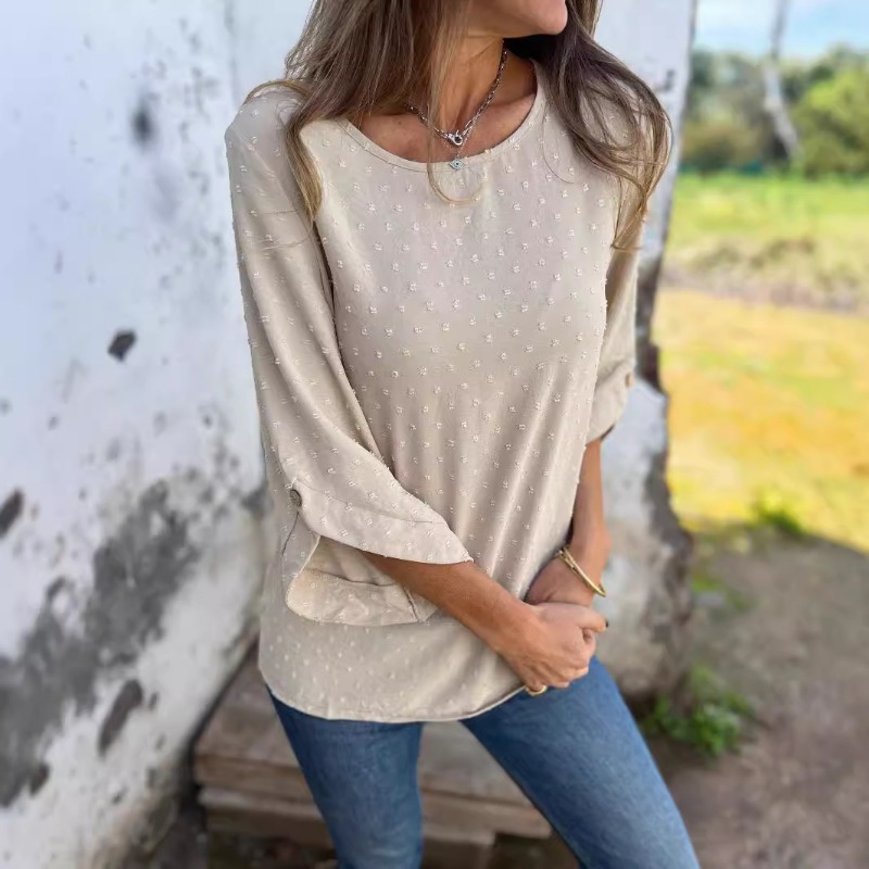 Chemisier en jacquard à pois s - Women Fashion Blouse avis et prix