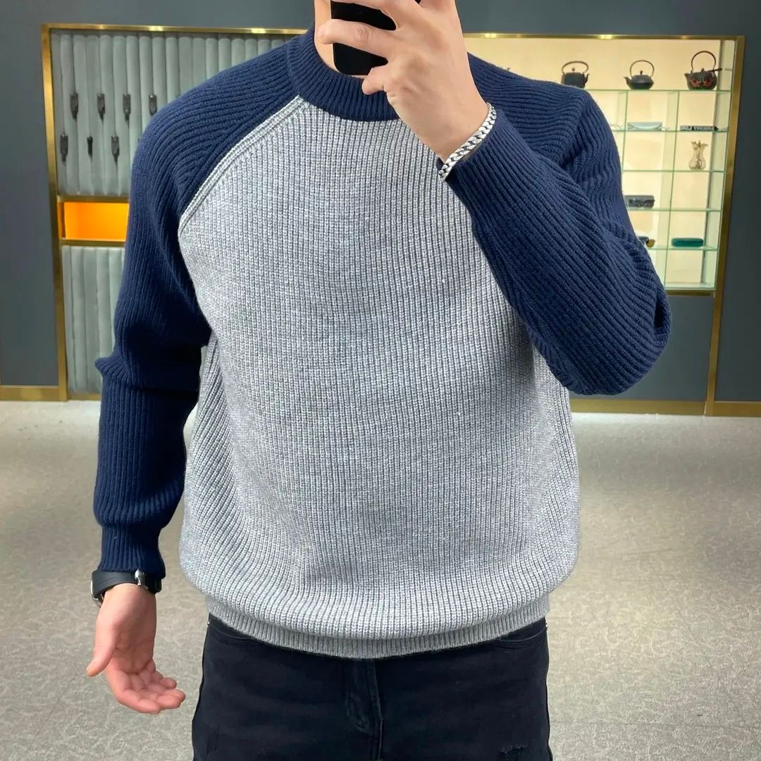 Pull bloqué de couleur chaude  - Ribbed Knit Sweater avis et prix