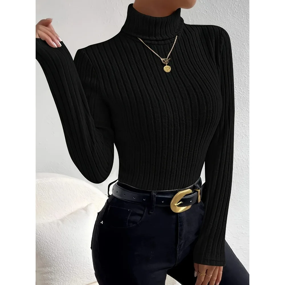 Pull tricoté à col roulé et co - Ribbed Knit Sweater avis et prix