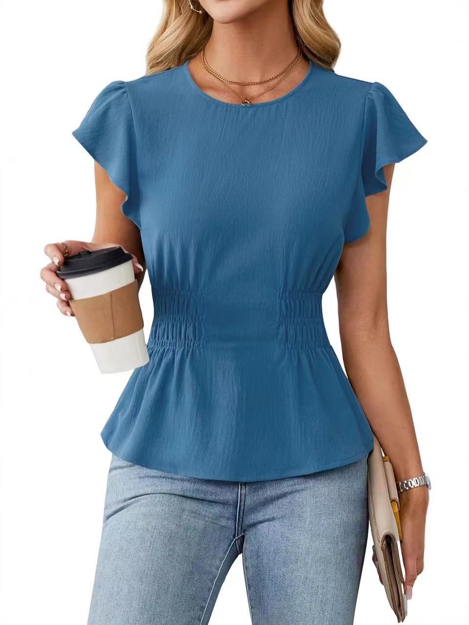 Chemisier à volants à manches  - Women Fashion Blouse avis et prix