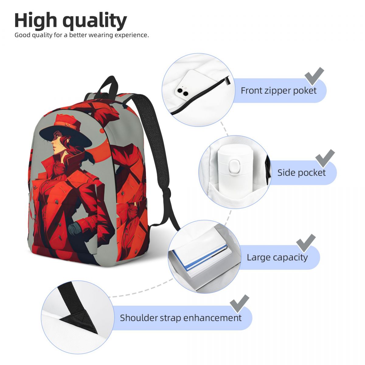 Sac à dos pour étudiants avec  - Women Fashion Vector avis et prix