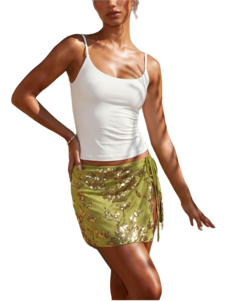 Jupe de plage à sequins pour f - Printed Wrap Skirt avis et prix