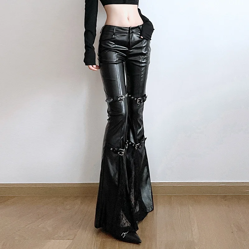 Pantalon évasé en cuir PU pour - Women'S Fashion Trousers avis et prix