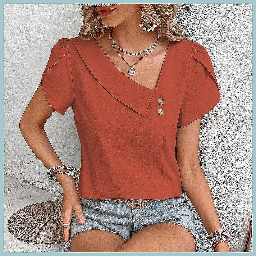Chemisier uni vintage été 2024 - Women Fashion Blouse avis et prix