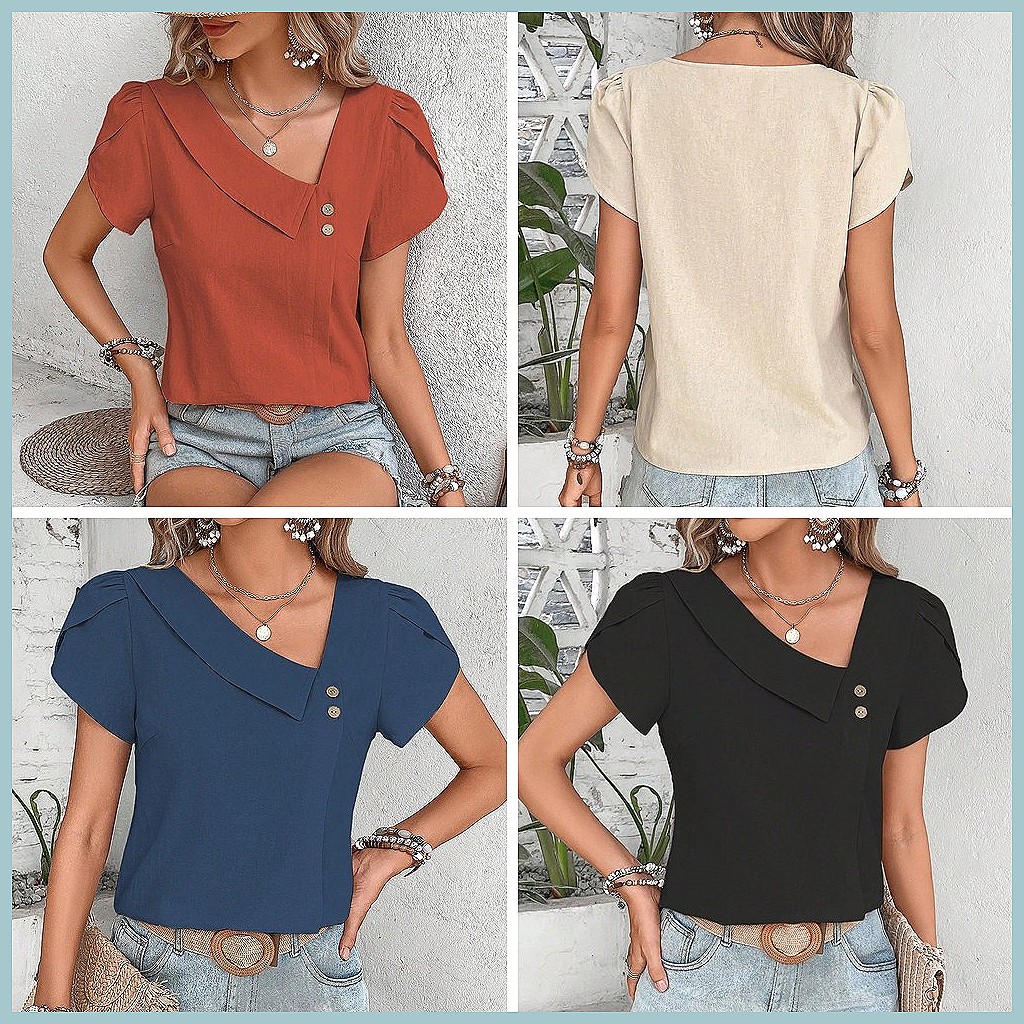Chemisier uni vintage été 2024 - Women Fashion Blouse avis et prix
