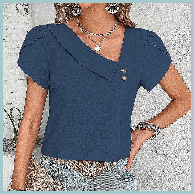 Chemisier uni vintage été 2024 - Women Fashion Blouse avis et prix