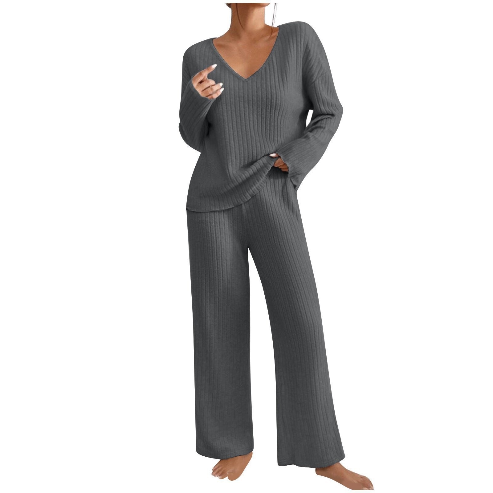 Pull décontracté à manches lon - Ribbed Knit Sweater avis et prix
