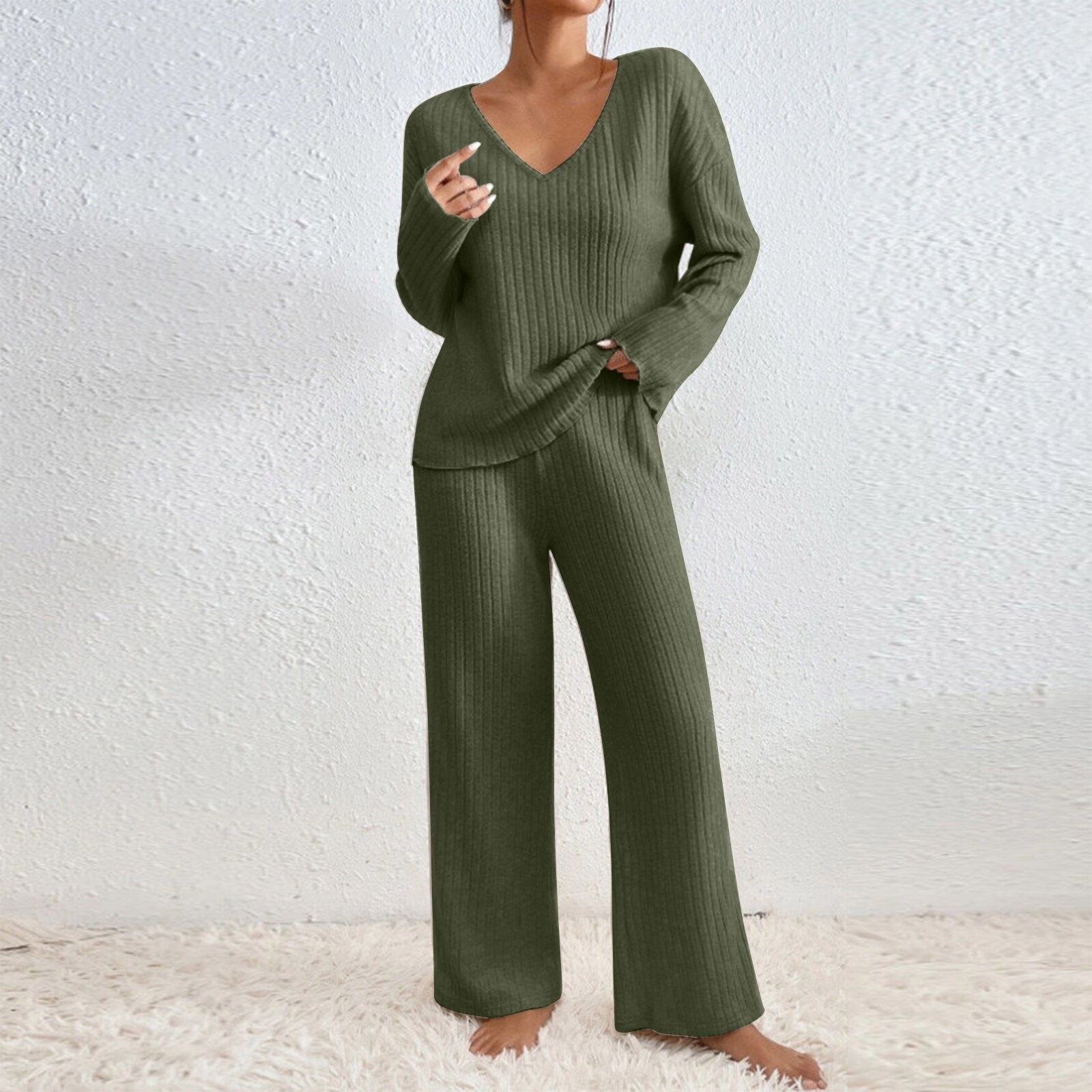 Pull décontracté à manches lon - Ribbed Knit Sweater avis et prix