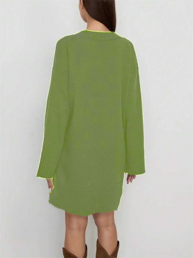 Robe pull unie pour femme gran - Ribbed Knit Sweater avis et prix